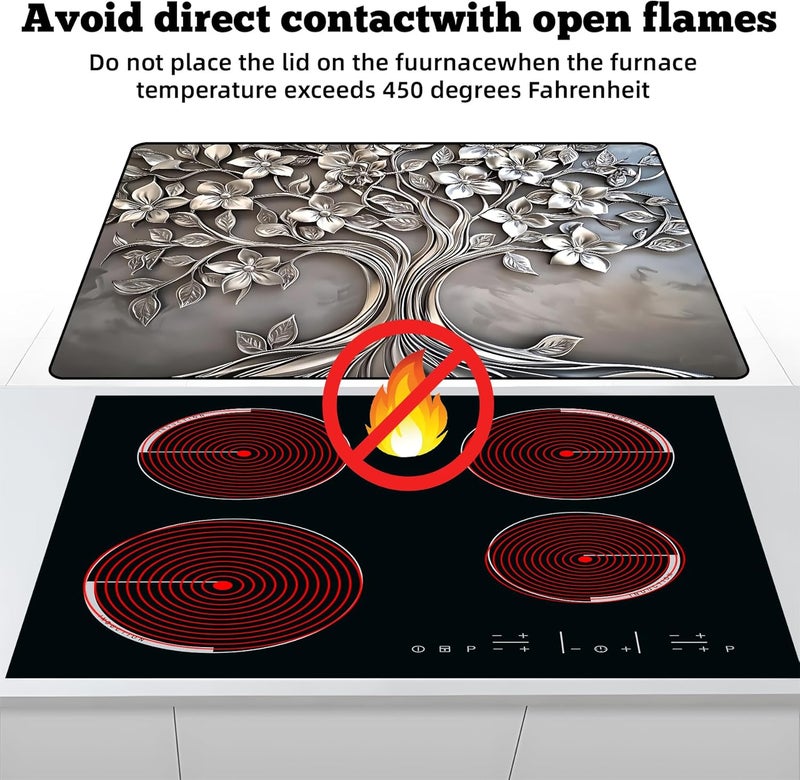 AOHMPT Multi-Design Silicone Stove Cover for Glass/Electric Stoves - 3-in-1 Heat-Resistant Protector Mat, Non-Slip Drying Rack 30" L x 21" W - Image 3